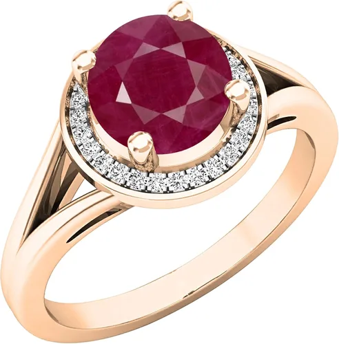 Miniatura 230 de Dazzlingrock Collection Anillo de compromiso redondo de 0.276 in con halo de diamante blanco y vástago dividido para ella en oro macizo de 14