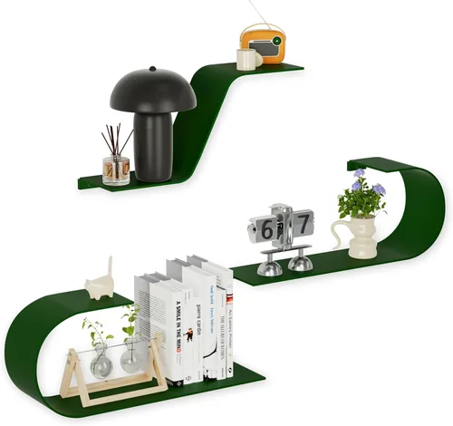 Miniatura 10 de Juego de 3 estantes flotantes negros, decoración de metal negro, estante flotante montado único, estante de pared largo moderno, estantes de pared