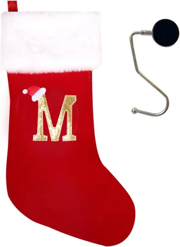 Miniatura 84 de Medias de Navidad de 20 pulgadas con monograma, letras, medias súper suaves grandes de Navidad, medias de monograma rojo para Navidad, regalo