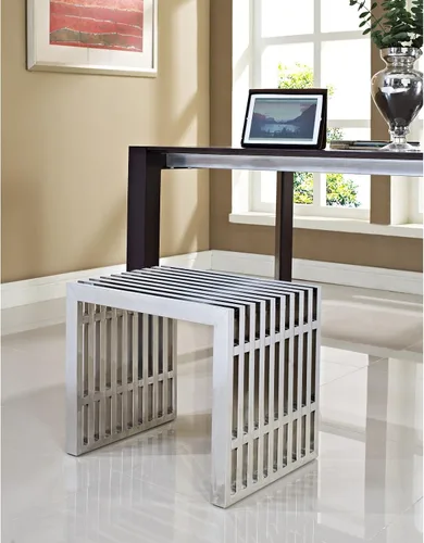 Miniatura 2 de Modway Gridiron - Banco moderno moderno de acero inoxidable, 19.5 pulgadas