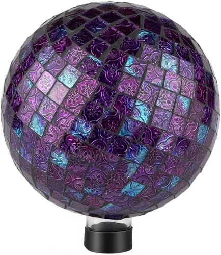Miniatura 10 de Lily's Home Colorida bola de vidrio de mosaico, diseñada con un impresionante patrón de mosaico holográfico de pétalos para traer color a cualquier