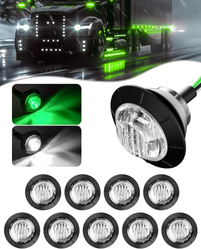 Miniatura 13 de BJZ juego de 10 luces LED redondas de 3/4 de pulgada para remolque, luz de gálibo lateral de doble color ámbar a verde, luz de cola