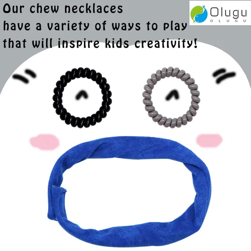 Miniatura 6 de Collares sensoriales para masticar niños y niñas, paquete de 16 pulseras elásticas para masticar para niños sensoriales con autismo, TDAH, SPD