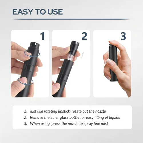 Miniatura 7 de Fusupak Atomizador de Perfume para Viaje Botella Recargable: Vaporizador de Colonia Portátil para Hombres - Mini Vaporizador Vacío para Recarga