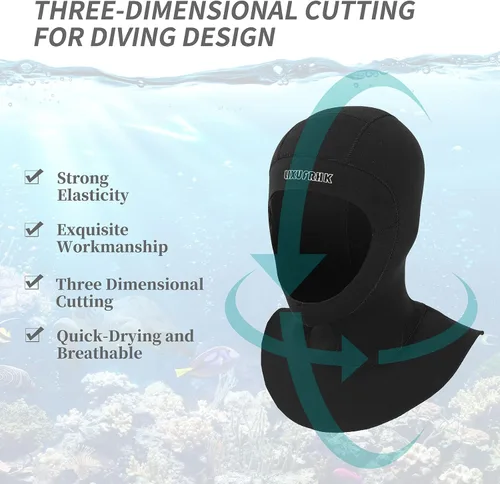 Miniatura 3 de Traje de neopreno con capucha de buceo para hombres y mujeres, buceo, esnórquel, kayak, natación, vela, piragüismo, surf, deportes acuáticos