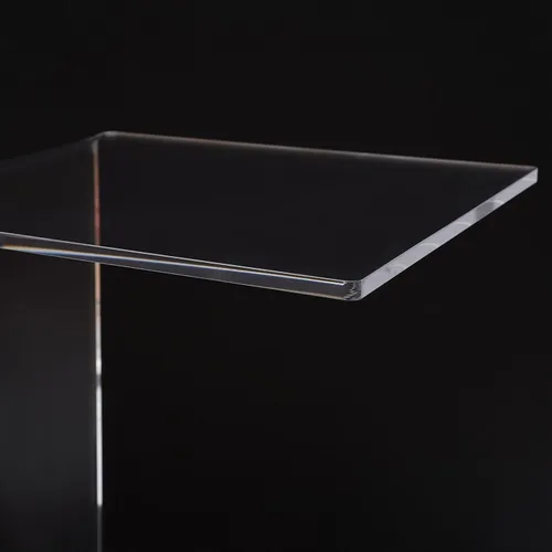 Miniatura 7 de Mesa auxiliar de sofá transparente en forma de C de acrílico Mesa auxiliar Mesa de café transparente con ruedas