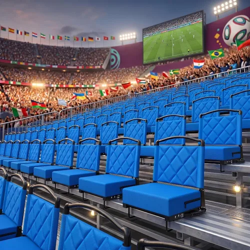 Miniatura 2 de Asientos de estadio con cojín de apoyo trasero, asientos plegables para gradas que soportan hasta 400 libras, asiento ancho con correa para el Sin