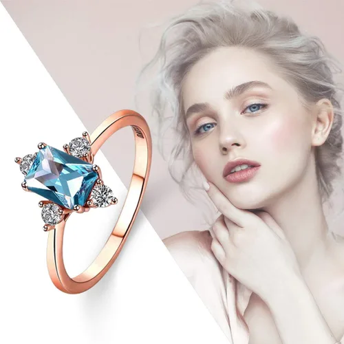 Miniatura 9 de LAZLUVU 2 juegos de anillos de compromiso tamaño 6, anillos de topacio azul, anillos de promesa de circonita cúbica para mujeres y niñas, anillos