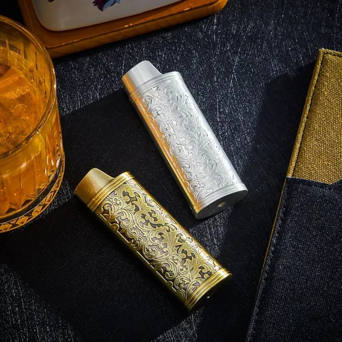 Miniatura 4 de Threlaco Paquete de 2 fundas de metal vintage para encendedor, con grabado arábigo vintage, funda protectora reutilizable, regalo ideal para padre