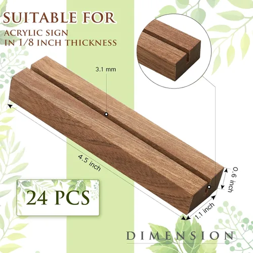 Miniatura 3 de Roowest 24 soportes de madera rústica para números de mesa para bodas, 4.5 pulgadas, soportes de madera para números de mesa de 5 x 7, soportes