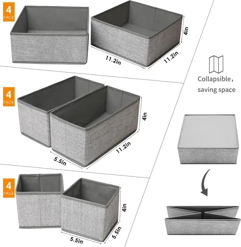 Miniatura 2 de Paquete de 12 organizadores de cajones para ropa, caja de almacenamiento de ropa plegable, organizadores divisores de cajones de cómoda y armario
