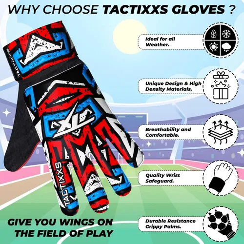 Miniatura 17 de Guantes de portero de fútbol para niños y jóvenes, guantes de portero de fútbol Funky antideslizantes con palma de látex de 0.16 in con agarres Azul