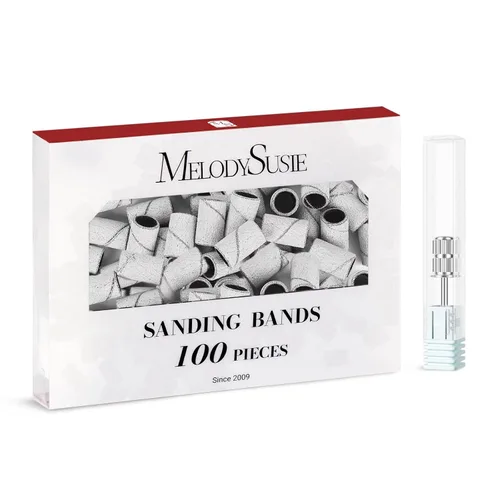 Miniatura 36 de MelodySusie - 100 bandas de lijado para brocas de uñas para lima eléctrica, de grano #80 grueso para limar uñas acrílicas, manicura y pedicura