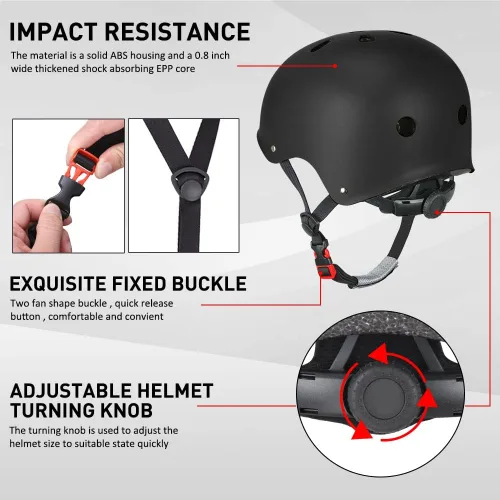 Miniatura 4 de JBM Conjunto de equipo protector para patinaje para adultos y jóvenes, casco de monopatín, rodilleras y coderas con muñequeras para patinaje