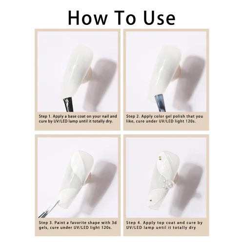 Miniatura 5 de Gel Sólido 3D para Esculpir Uñas para Arte de Uñas, Gel de Arte de Uñas 3D Multifuncional 3D para Moldeado de Uñas para Salón en Casa DIY (Blanco)