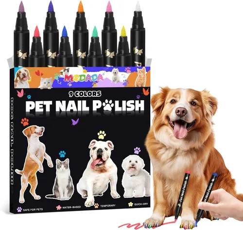 Miniatura 8 de MSDADA Bolígrafos de esmalte de uñas para perros de secado rápido, juego de esmalte de uñas para mascotas, seguro y sin olor, kit de arte de uñas