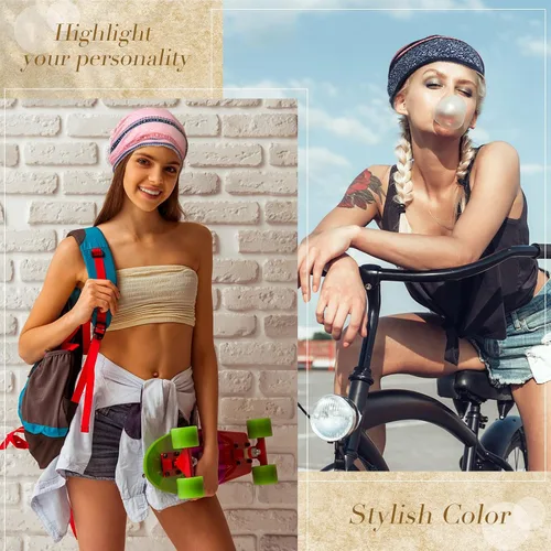 Miniatura 5 de Gorro holgado para mujer, 5 piezas, turbante, elástico, para el cáncer, gorros, bufanda para dormir