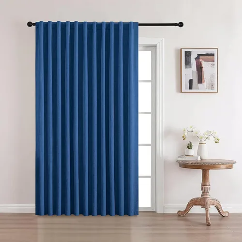 Miniatura 24 de CUCRAF Juego de 2 paneles de cortinas 100% opacas de lino de 84 pulgadas de largo, con pestaña trasera y bolsillo para barra para sala de estar