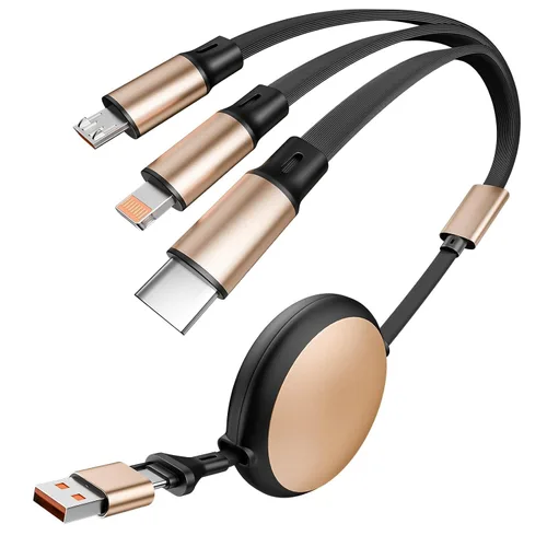 Cable de carga múltiple 3 en 2, 1 paquete de cargadores retráctiles de 4 pies para todos los dispositivos, adaptador de cable de carga múltiple USBC