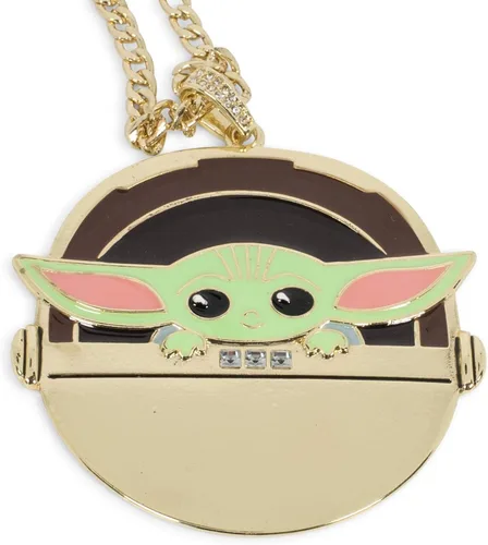 Miniatura 2 de Star Wars The Mandalorian Baby Yoda en cadena de oro, collar con tapa magnética para decoración, colgante de base de metal único duradero