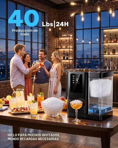 Miniatura 3 de Silonn Máquina de hielo de pepitas para encimera, producción diaria de hielo de 40 libras con tanque de agua extraíble de 3 L, máquina de hielo