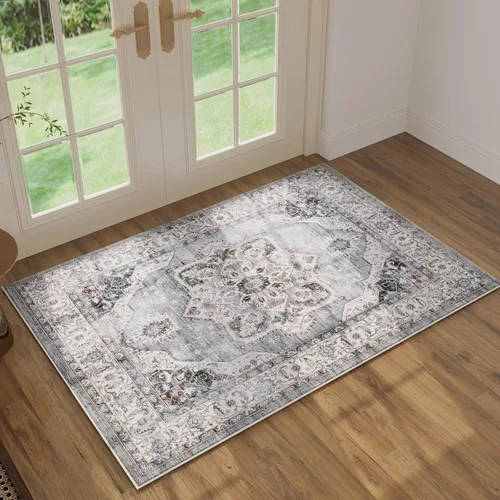 Miniatura 60 de Rugcomf Alfombra de pasillo de 2 x 6 pies, lavable, bohemio, suave, antideslizante, no desprende pelusa, lana sintética, estilo vintage para cocina