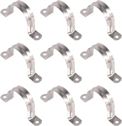 Keadic 30 clips de tensión de acero inoxidable M50 de 2 pulgadas, con dos agujeros, para fijación de tubería en varias superficies, de acero