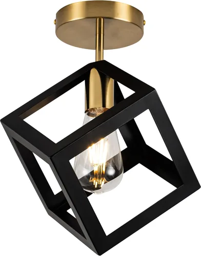 Miniatura 9 de Lámpara de montaje empotrado de 3 luces, marco de metal de níquel cepillado con jaula de metal geométrica contemporánea, para sala de estar, cocina