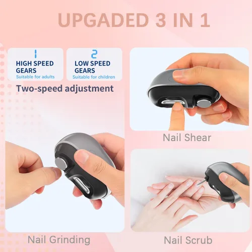 Miniatura 4 de Cortauñas eléctrico para personas mayores, recortadora de uñas eléctrica automática, herramienta de cuidado de uñas 3 en 1 con luz LED