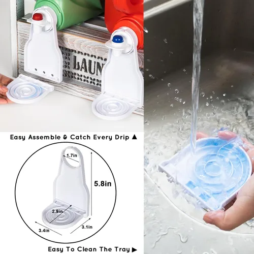 Miniatura 3 de Soporte para detergente para ropa con bandeja de goteo, decoración de madera para cuarto de servicio de granja, accesorios rústicos