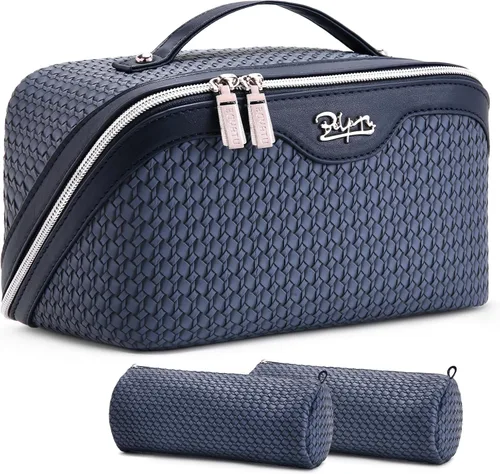Miniatura 37 de BOYATU Bolsa organizadora de maquillaje de viaje, bolsa de cosméticos: Juego de 3 bolsas de maquillaje para mujeres con asa - Bolsas de aseo
