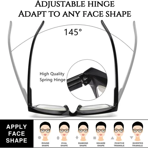 Miniatura 5 de Hubeye Lentes de lectura estilo Oprah para mujeres, gafas de lectura estilo stylis con bloqueo de luz azul y bisagra de resorte 2-Negro/Verde