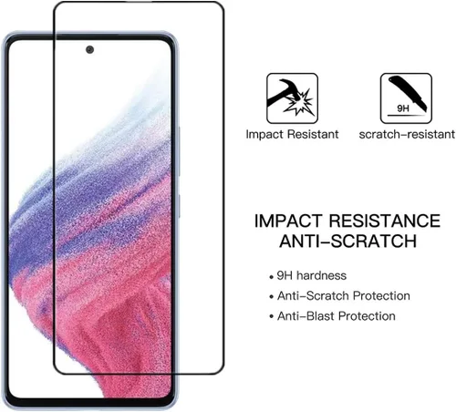 Miniatura 5 de Protector de pantalla de cobertura completa para Galaxy A53 5G, 2 unidades, seda negra, antiarañazos, fácil de instalar, película protectora