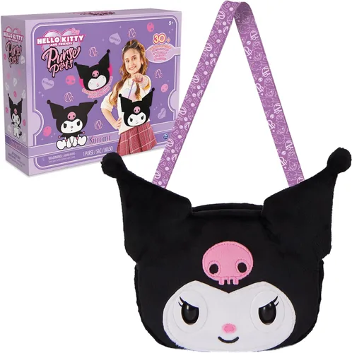 Purse Pets, Sanrio Hello Kitty and Friends, Kuromi - Juguete interactivo para mascotas y bolso cruzado kawaii, más de 30 sonidos y reacciones, Negro