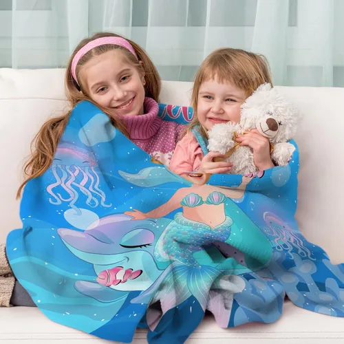 Miniatura 2 de Regalos de Sirena para Niñas, Manta de Bebé Personalizada Pequeña Sirena con Nombre y Foto para Recién Nacidos, Mantas de Regalo Personalizadas