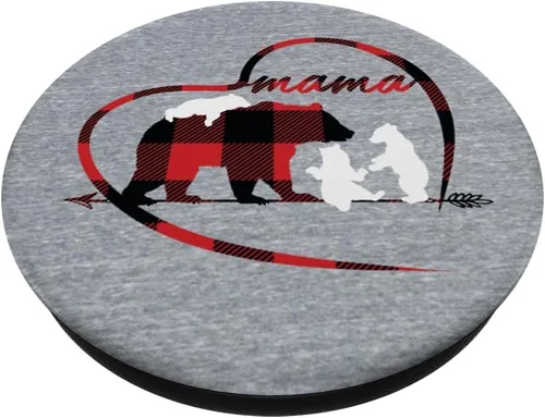 Miniatura 2 de Mama Bear Pop Socket 3 Cubs Plaid Madre Día Regalo PopSockets Grip and Stand for Phones and Tablets