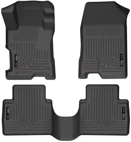 Husky Liners Weatherbeater Alfombrillas para piso | Compatibles con Honda Accord 4 puertas 2008-2012 | Delanteras y segunda fila, 3 piezas, negro -