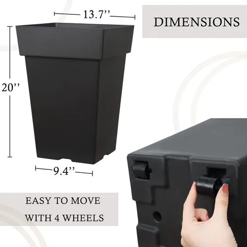 Miniatura 3 de kubvici Macetas de 20 pulgadas de alto para plantas de exterior e interior, juego de 2 macetas grandes de plástico para plantas, macetas