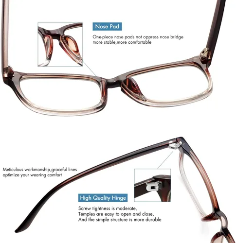 Miniatura 4 de MEETSUN Lentes de bloqueo de luz azul para mujeres y hombres, anti fatiga ocular (duerme mejor), lentes de computadora UV400 (marrón)