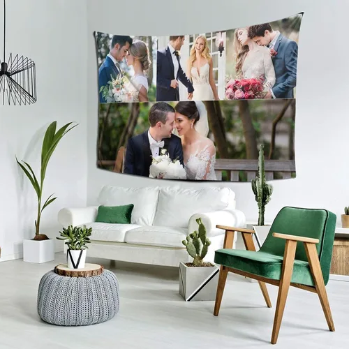 Miniatura 17 de Nsipan Tapiz personalizado para subir imágenes, texto fotográfico, decoración de pared, colección de collage de dormitorio, decoración