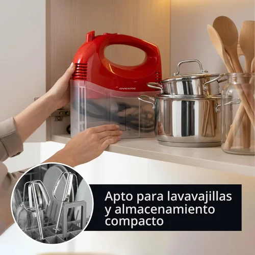 Miniatura 7 de OVENTE Mezclador de mano eléctrico de 5 velocidades con varilla de mezcla de acero inoxidable, estuche de almacenamiento a presión, motor portátil