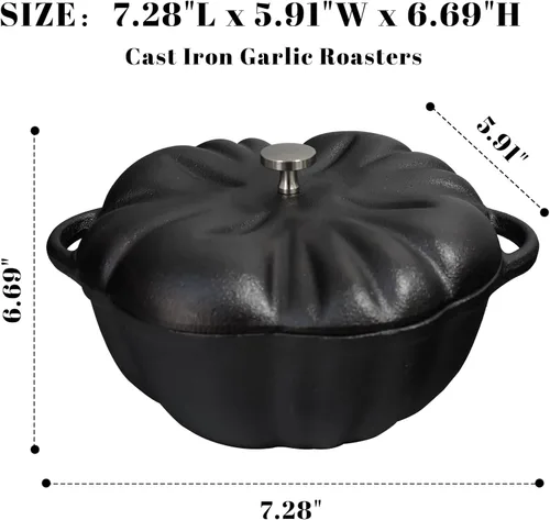 Miniatura 6 de Asador de ajo, asador de ajo de hierro fundido para parrilla de horno, sirve horneador de ajo asado fresco para cocina al aire libre, utensilios