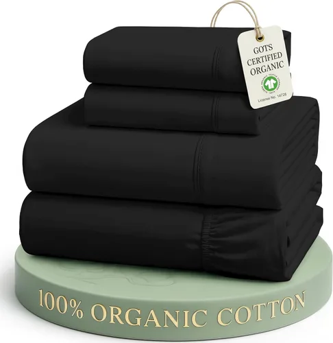 Miniatura 39 de Lane Linen Sábanas de cama tamaño Queen, juego de sábanas 100 % algodón orgánico, sábanas refrescantes suaves tamaño Queen, juego de sábanas Queen