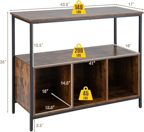 Miniatura 3 de PETSITE Mesa de buffet aparador con gabinete de almacenamiento y estantes, soporte industrial para horno de microondas, estación de barra de café