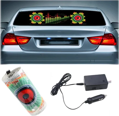 Miniatura 13 de Tira de LED para auto con diseño de ecualizador, pegatina de 90 x 25 cm, diseño musical, brillante, activado con la música, se ilumina al ritmo