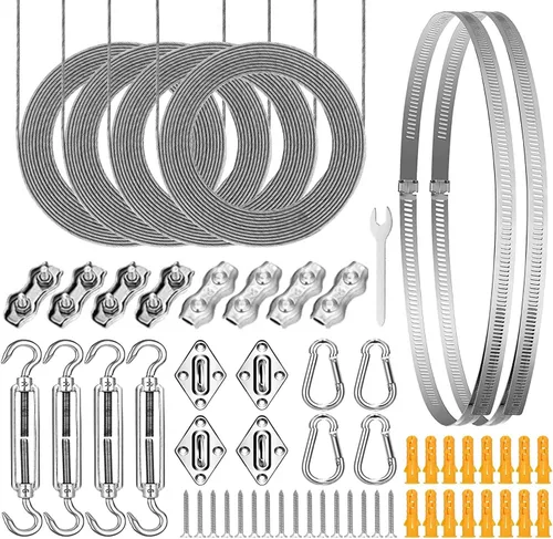 Miniatura 9 de Kit de accesorios para toldo, kit de accesorios para toldo con cuerda de alambre de acero inoxidable 304 para velas Kit de 50 piezas