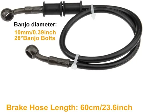 Miniatura 2 de Línea hidráulica de freno para motocicleta, 60 cm / 23.6 pulgadas, manguera de aceite de embrague trenzada, manguera de freno inoxidable de repuesto