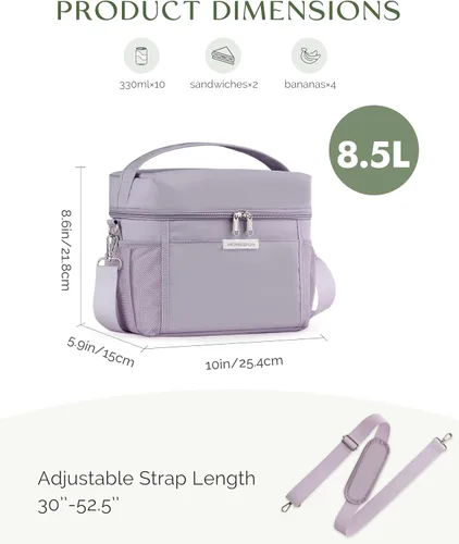 Miniatura 4 de HOMESPON Lonchera para mujeres y hombres, bolsa de almuerzo aislada, impermeable, ligera, bolsa enfriadora para el trabajo, picnic, viajes