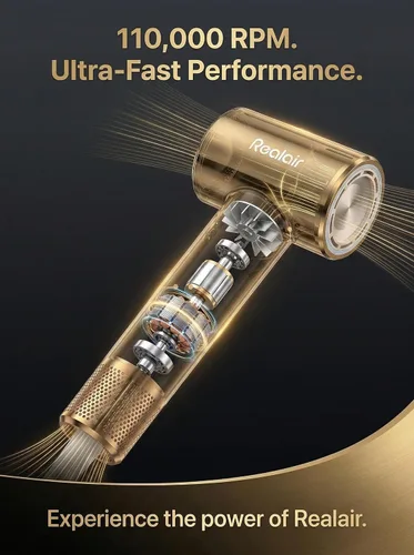 Miniatura 3 de Secador de pelo de alta velocidad con difusor, 110,000 rpm, motor sin escobillas, secador iónico para secado rápido, iones negativos de 656.2 ft