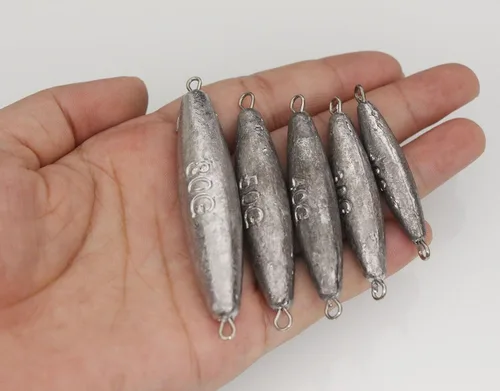 Miniatura 4 de Kit de plomos de arrastre en línea, pesos de pesca de doble anillo, balas de plomo/oliva para pesca de agua salada y agua dulce